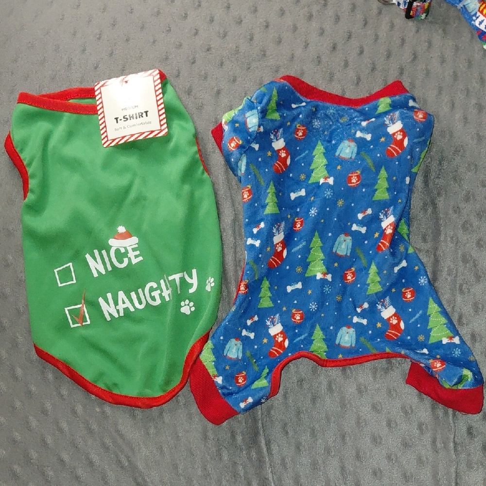 Holiday-Themed Green and Blue Dogs Pajamas